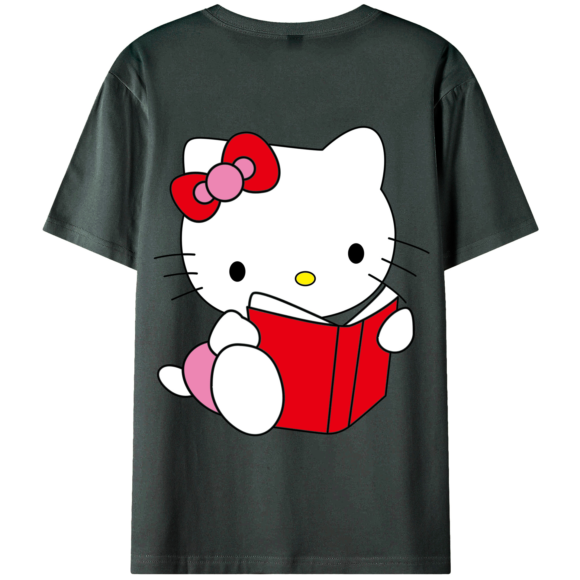 （画像用） Hello Kitty ハローキティ 綿100％ メンズ半袖Tシャツ（バックプリント） 通気性